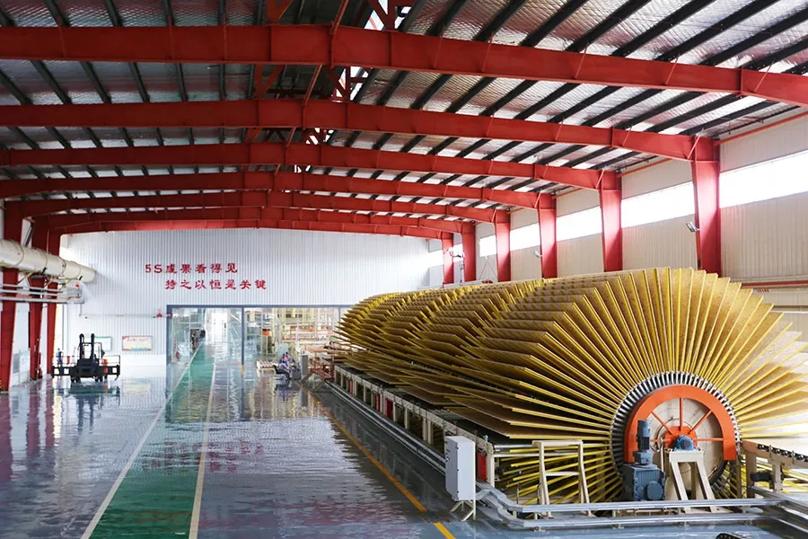 Star cooling wheel on a Ningfeng continuous-press line